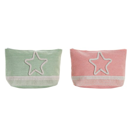 Trousse de toilette DKD Home Decor Beige Corail Menthe méditerranéen (25 x 7 x 15 cm) (2 Unités)