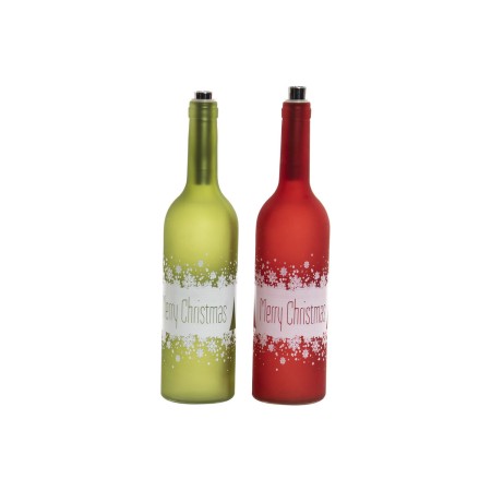Bouteille LED DKD Home Decor Rouge Vert Verre (2 Unités)