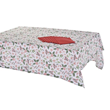 Service de linge de table DKD Home Decor Noël Rouge Polyester Coton Vert (150 x 150 x 0,2 cm)