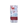 Ensemble de Chiffons DKD Home Decor Fleurs Renne Rouge Coton (60 x 0,5 x 40 cm)