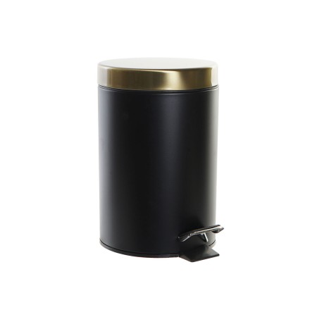 Poubelle à pédale DKD Home Decor Noir Doré Métal (3L)