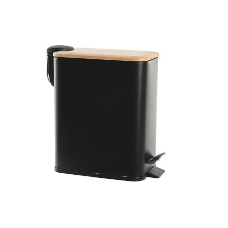 Corbeille à papier DKD Home Decor Naturel Noir Métal Bambou (5L) (28 x 14 x 28 cm)