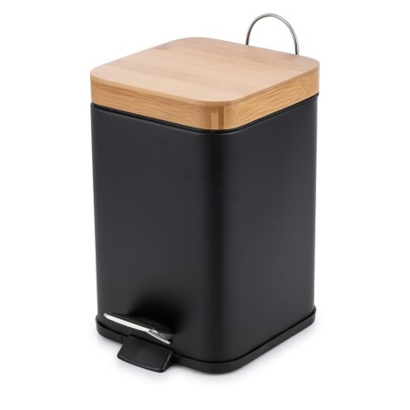 Corbeille à papier DKD Home Decor Naturel Noir Métal Bambou (3L) (16 x 16 x 25 cm)