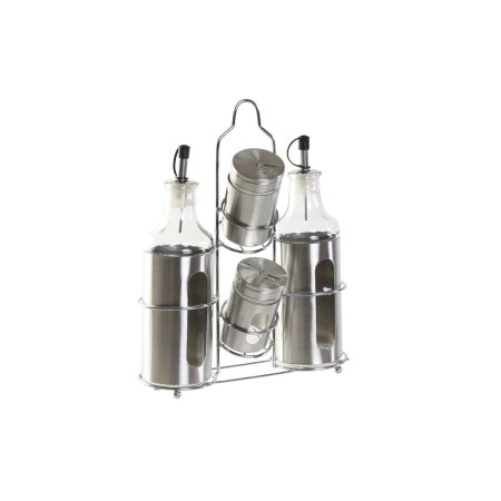 Set de pansement DKD Home Decor Verre Argenté Acier inoxydable (22 x 5,4 x 22 cm)