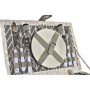 Panier DKD Home Decor osier Pique-nique Céramique Gris Polyester Acier inoxydable Blanc (38,5 x 26 x 19 cm)