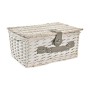 Panier DKD Home Decor osier Pique-nique Céramique Gris Polyester Acier inoxydable Blanc (38,5 x 26 x 19 cm)