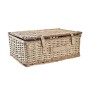 Panier DKD Home Decor osier Pique-nique Céramique Naturel Argenté Bleu Polyester Acier inoxydable Blanc (54 x 37 x 21 cm)