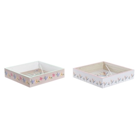 Porte-serviettes DKD Home Decor Tropic garden Métal MDF Multicouleur (18 x 18 x 4 cm) (2 Unités)