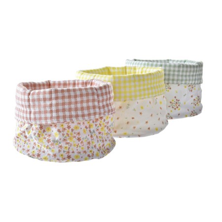 Porte-serviettes DKD Home Decor Fleurs Coton (16 x 16 x 11 cm) (3 Unités)