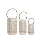 Ensemble de bougeoirs DKD Home Decor (3 pcs) Doré Métal Corde Blanc Jute (25 x 25 x 46	 cm)