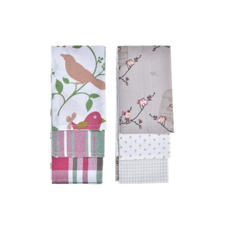 Ensemble de Chiffons DKD Home Decor Fleurs Oiseaux (2 Unités) (60 x 0,5 x 40 cm)