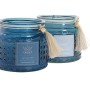 Bougie DKD Home Decor Verre Celeste Blue marine Frange (10 x 10 x 8.5 cm) (2 Unités)