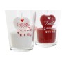 Bougie DKD Home Decor Verre Coeur Rouge Blanc Vanille Cire (7 x 7 x 9,8 cm) (2 Unités)