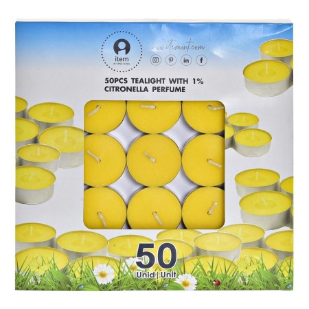 Ensemble de Bougies DKD Home Decor Citronnelle Argenté Jaune Cire (3,5 x 3,5 x 1,2 cm)