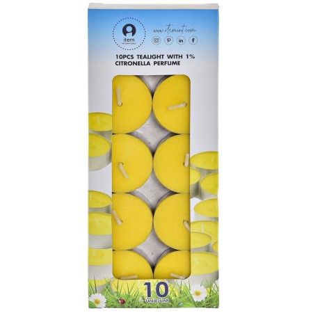 Ensemble de Bougies DKD Home Decor 10 Unités Citronnelle Argenté Métal Jaune Cire (4 x 4 x 1 cm)