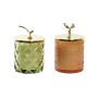 Bougie DKD Home Decor Géométrique Verre Orange Vert Cire (8 x 8 x 12 cm) (2 Unités)