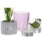 Ensemble de Bougies DKD Home Decor Verre Rose Transparent Ciment Papillon PE (38 x 15 x 8 cm) (4 Unités)