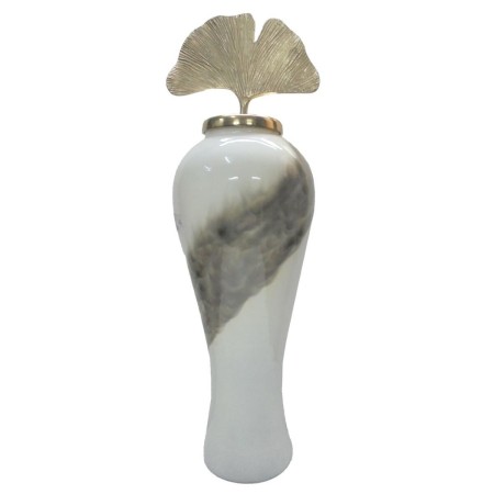 Vase DKD Home Decor Aluminium Bicolore Fer Oriental Feuille d'une plante (29 x 29 x 102 cm)