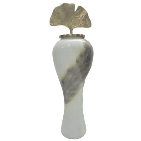 Vase DKD Home Decor Aluminium Bicolore Fer Oriental Feuille d'une plante (25 x 25 x 84 cm)