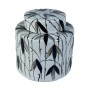 Potiche DKD Home Decor Porcelaine Noir Blanc Oriental Feuille d'une plante (17 x 17 x 16 cm)