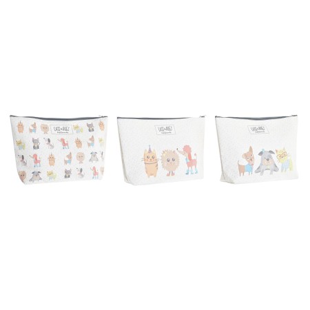 Trousse de toilette enfant DKD Home Decor Animaux de compagnie Coton Blanc (33 x 8 x 21 cm) (3 Unités)