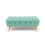 Banquette DKD Home Decor Doré Métal Polyester Vert (103 x 46 x 42 cm)