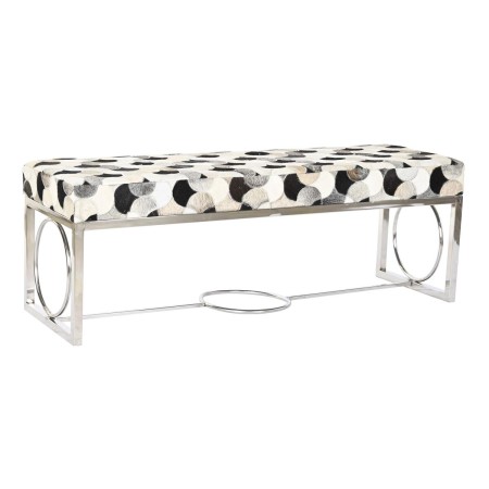 Coffre de Rangement DKD Home Decor Noir Acier Cuir Blanc (122 x 41 x 44 cm)