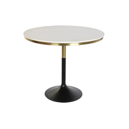 Table de Salle à Manger DKD Home Decor Noir Doré Métal Blanc Marbre (93 x 93 x 79,5 cm)