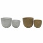 Set de pots de fleurs DKD Home Decor Abstrait Marron Ciment Blanc Urbaine (2 Unités) (17 x 17 x 15 cm)