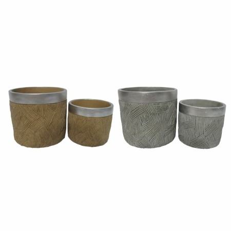 Set de pots de fleurs DKD Home Decor Ciment Bicolore Urbaine (2 Unités) (17 x 17 x 15 cm)