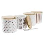 Sucrier DKD Home Decor Bambou Grès (9,5 x 9,5 x 9,5 cm) (4 Unités)