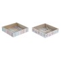 Porte-serviettes DKD Home Decor Gris Métal Jaune Bleu ciel Bois MDF (18 x 18 x 4 cm) (2 Unités)