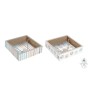 Porte-serviettes DKD Home Decor Gris Métal Jaune Bleu ciel Bois MDF (18 x 18 x 4 cm) (2 Unités)