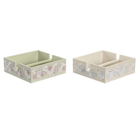 Porte-serviettes DKD Home Decor Beige Métal Vert Jaune Bois MDF (22 x 18 x 6 cm) (18 x 18 x 6 cm) (2 Unités)