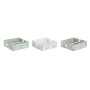 Porte-serviettes DKD Home Decor Beige Métal Terre cuite Blanc Vert Marron Clair Bois MDF (18 x 18 x 6 cm) (18 x 18 x 4 cm) (3 U