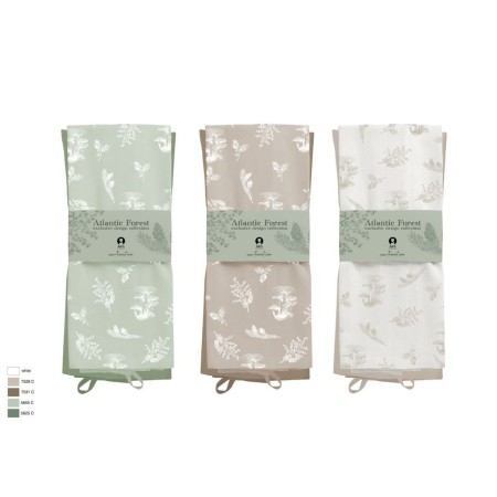 Ensemble de Chiffons DKD Home Decor Atlantic Forest Coton 2 Pièces 3 Unités (60 x 40 x 0,5 cm)