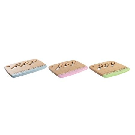 Plateau à fromages DKD Home Decor Bleu Rose Acier inoxydable Vert Bambou (33,5 x 24 x 2 cm) (3 Unités)