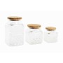 Set de 3 Boites DKD Home Decor Verre Naturel Transparent Bambou (12 x 12 x 20 cm)