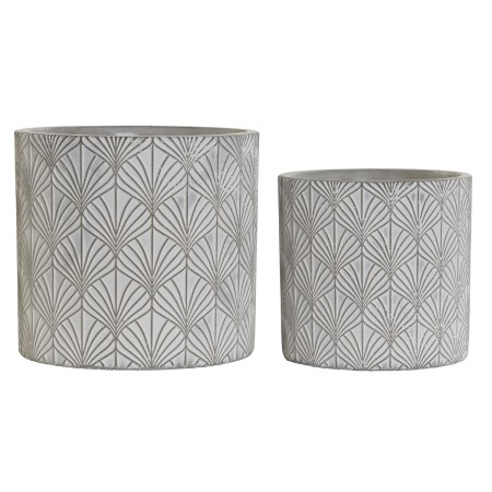 Cache-pot DKD Home Decor Gris Ciment (17 x 17 x 16 cm) (2 Pièces)