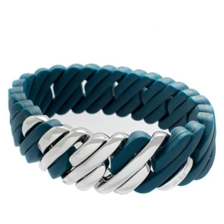 Bracelet TheRubz 100160 Bleu Silicone Acier inoxydable Argenté Acier/Silicone (20 mm)