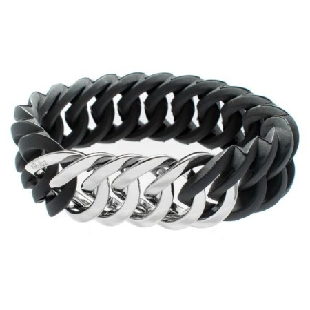 Bracelet TheRubz 100174 Noir Silicone Acier inoxydable Argenté Acier/Silicone