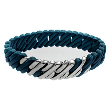 Bracelet TheRubz 100502 Bleu Silicone Acier inoxydable Argenté Acier/Silicone (15 mm)