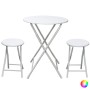 Ensemble Table + 2 Chaises Rond Métal Bois MDF (60 x 72 cm)