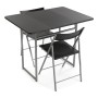 Ensemble Table + 2 Chaises Pliable Noir (70 x 80 x 100 cm)