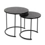 Jeu de 2 tables Versa Noir Métal PVC Bois MDF (34 x 75 x 120 cm)