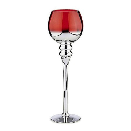 Bougeoir Rouge Verre Argent (13 x 40 x 13 cm)