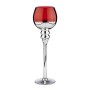 Bougeoir Rouge Verre Argent (13 x 40 x 13 cm)