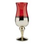 Bougeoir Rouge Verre Or (13 x 35 x 13 cm)