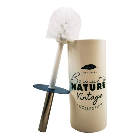 Brosse de salle de wc Nature Blanc Métal Céramique (10,5 x 34 x 11,5 cm)