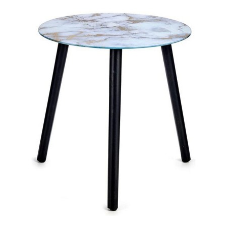 Table d'appoint Blanc Doré Verre (40 x 41,5 x 40 cm)